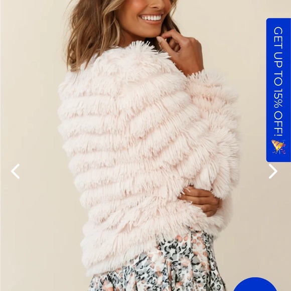 Selfie Leslie Montana Shaggy Faux Fur Jacket Pink - Picture 2 of 3